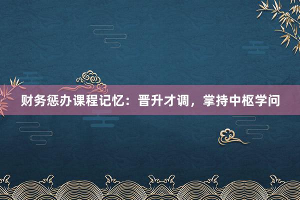 财务惩办课程记忆：晋升才调，掌持中枢学问